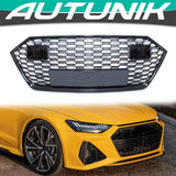 Gloss Black Honeycomb Front Bumper Grille Grill for Audi A7 S7 2019-2023 fg11