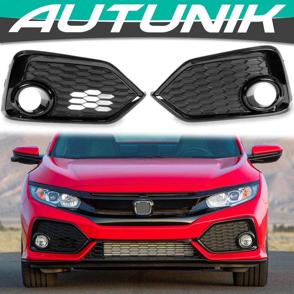 Autunik For 2017-2019 Honda Civic Hatchback Fog Light Covers Bezels