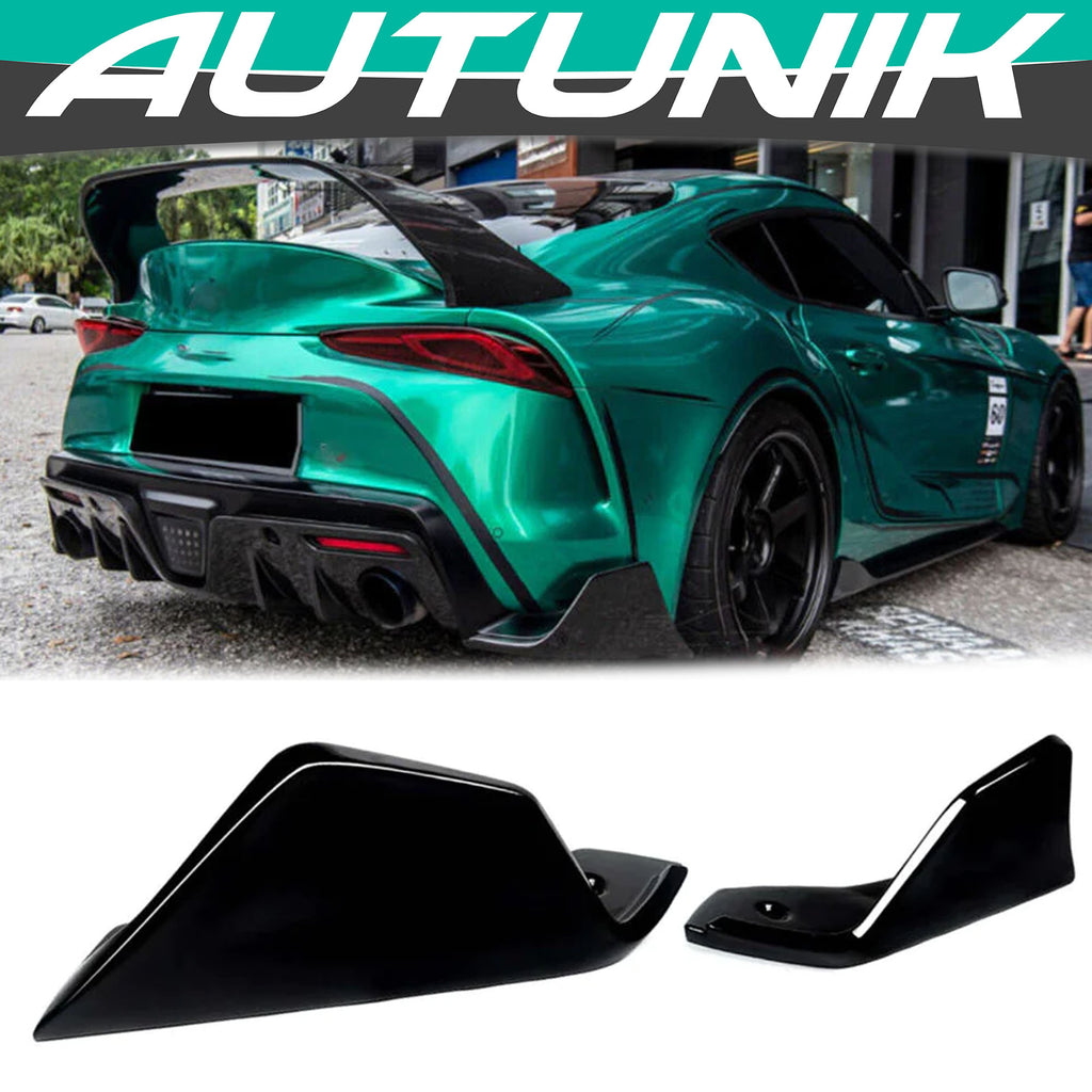 Autunik AG Style Gloss Black Rear Bumper Side Corner Aprons Spats For 2020-23 Toyota Supra A90