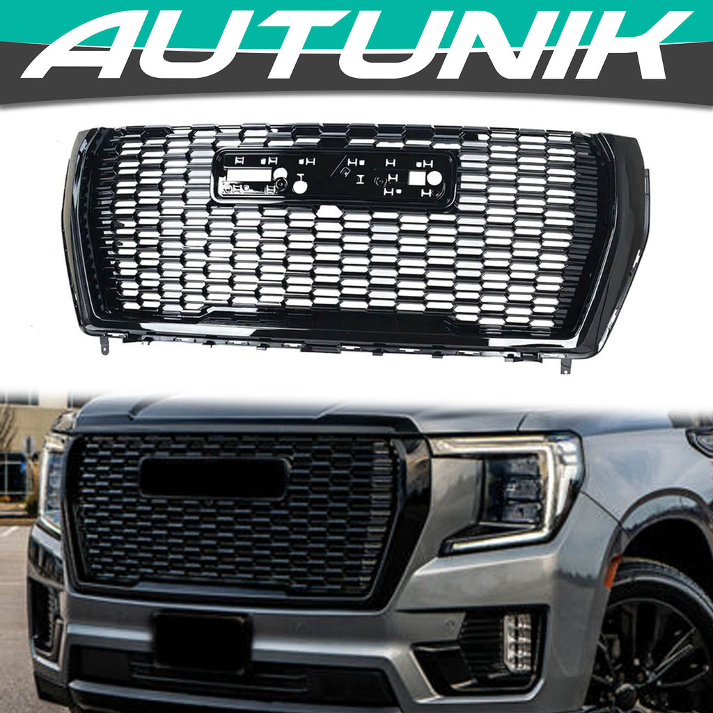 Autunik Front Bumper Grille for 2021-2022 GMC Yukon/Yukon XL Denali Style Honeycomb Grill