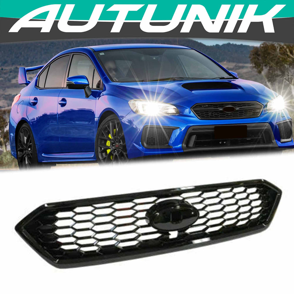 Autunik Black Front Upper Bumper Grille for Subaru WRX STi 2018-2020