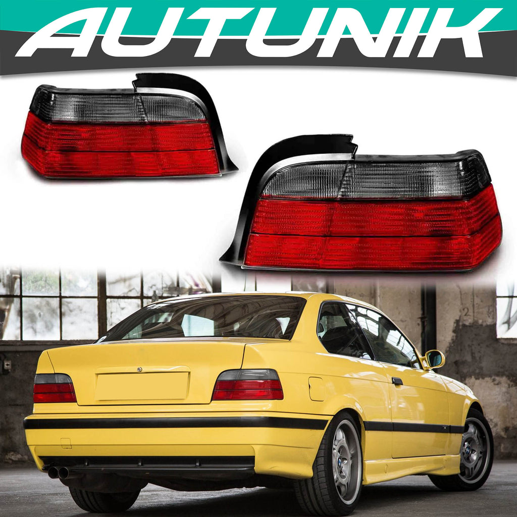 Autunik Red Smoke Rear Tail Lights Taillights Pair For BMW 3Ser E36 M3 2-Door Coupe 1992-1999