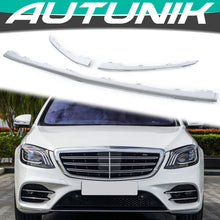 Load image into Gallery viewer, 3PCS Chrome Front Bumper Lip Molding Trim For Mercedes W222 Sedan AMG Pack 2018-2020