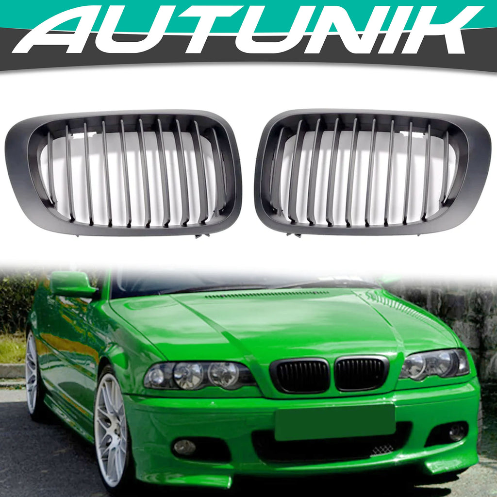 Matte Black Front Hood Grille For 1999-2002 BMW E46 Coupe