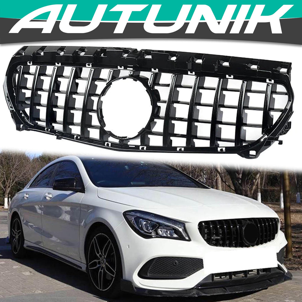 Gloss Black GTR Front Grille Bumper Grill For Mercedes-Benz W117 C117 CLA 250 2013-2016