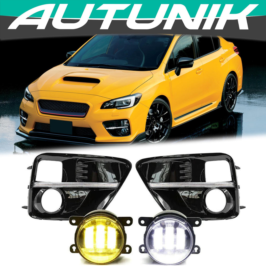 Autunik LED Turn signal Fog Lamp & Daytime Running Light DRL For 2015-2017 Subaru WRX STI