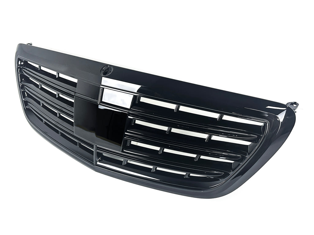 Autunik Glossy Black Front Grille Grill for Mercedes Benz S W222 Sedan 13-20 w/ ACC fg184
