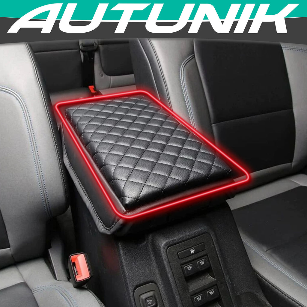 Autunik Black PU Leather Center Console Armrest Cover for 2021-2023 Ford Bronco