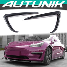 Load image into Gallery viewer, Autunik Carbon Fiber ABS Front Fog Light Trim Cover Eyebrow Covers Fit Tesla Model Y 2020 2021 2022 te12