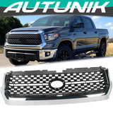 Autunik Front Bumper Grille Grill (Silver+Matte Black) for Toyota Tundra 2014-2020 without Sensors