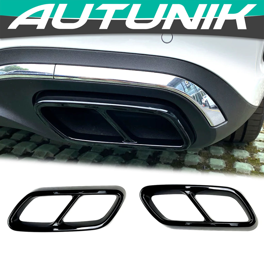 Autunik For 2022-2023 Mercedes Benz C-Class W206 Black Rear Exhaust Pipe Cover Trims