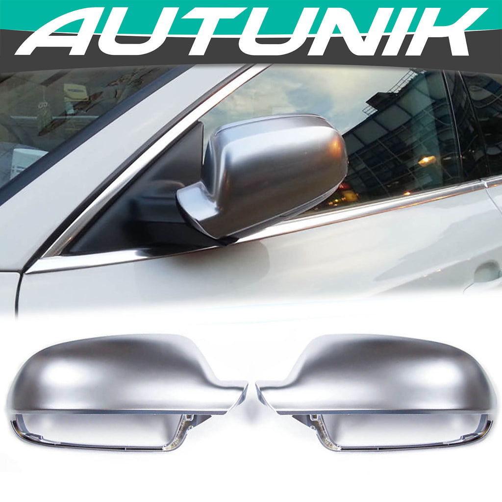 Autunik For 2012-2015 Audi A4 B8.5 S4 A5 S5 Chrome Mirror Cover Caps Replacement w/o Lane Assist mc3