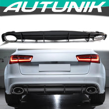 Load image into Gallery viewer, RS6 Look Rear Diffuser w/ Silver Exhaust Tips For Audi C7 A6 S-line S6 2016-2018 di144 Sales