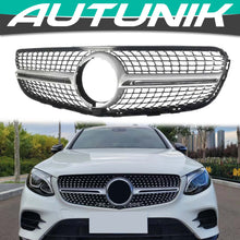 Cargar imagen en el visor de la galería, Autunik Diamond Style Front Bumper Grill Grille For Mercedes-Benz X253 GLC 2015-2019 Silver