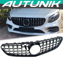 Charger l&#39;image dans la galerie, Autunik For 2015-2017 Mercedes W217 Coupe S63 AMG Silver/Black GT Front Grille Grill with Camera