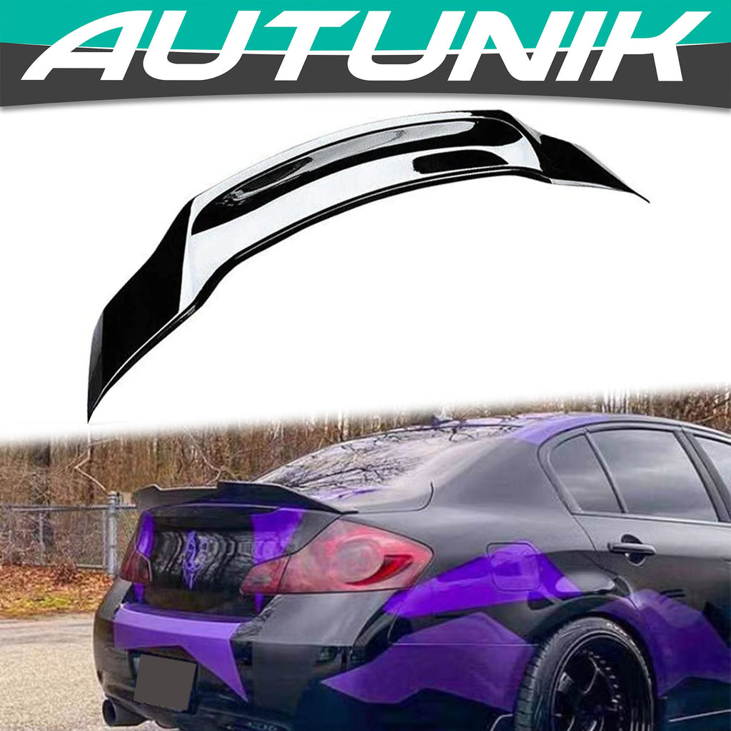 Autunik For 2009-2013 Infiniti G35 G37 Q40 Sedan Gloss Black Rear Highkick Trunk Spoiler