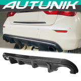 Autunik For 2014-2017 Infiniti Q50 Rear Diffuser Valance Lip Carbon Fiber Look