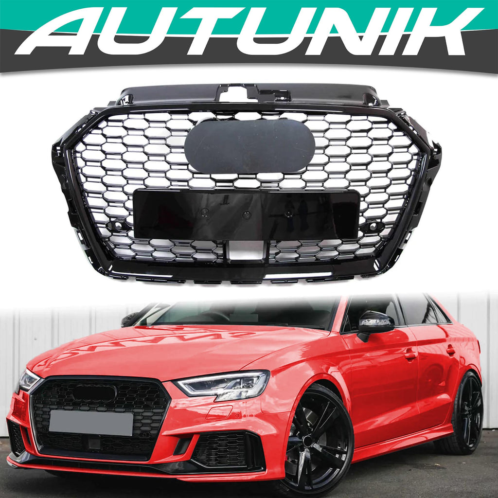 RS3 Style Honeycomb Front Bumper Grille For 2017-2020 Audi A3 8V S3 w/ ACC fg170 Sales