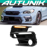 Autunik Switchback Sequential LED DRL Fog Light Cover Kit Bezel For Subaru WRX STI 2018-2021
