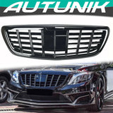 Autunik For 2014-2020 Mercedes S-Class W222 Sedan Gloss Black Front Bumper Grille Grill
