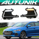 Autunik LED DRL Daytime Running Light fits for Hyundai Elantra Sport 2017 2018 W/ Turn Signal