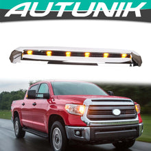 Load image into Gallery viewer, Chrome Front Hood Bulge Scoop Upper Grille w/ Light Bar For Toyota Tundra 2014-2021