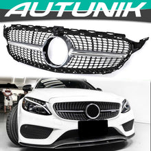 Load image into Gallery viewer, Autunik For 2015-2018 Mercedes C-Class W205 Sedan/Coupe C300 C43 Chrome Diamond Front Grille Grill w/ Camera