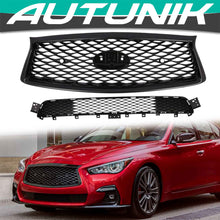 Load image into Gallery viewer, For Infiniti Q50 Sport 2018-2022 Gloss Black Front Upper Grille &amp; Lower Grille