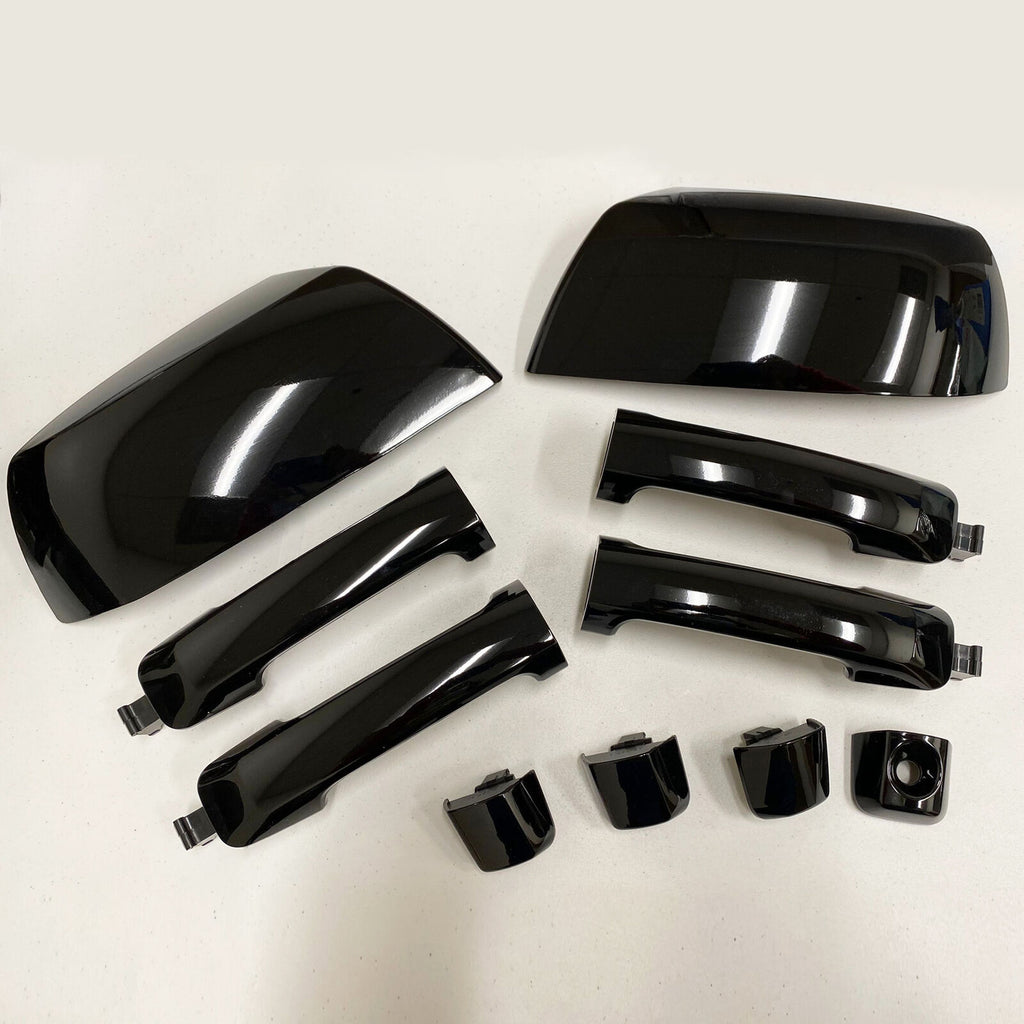 Glossy Blck Mirror Cover Caps & Door Handle For Toyota Tundra Sequoia 2011-2019