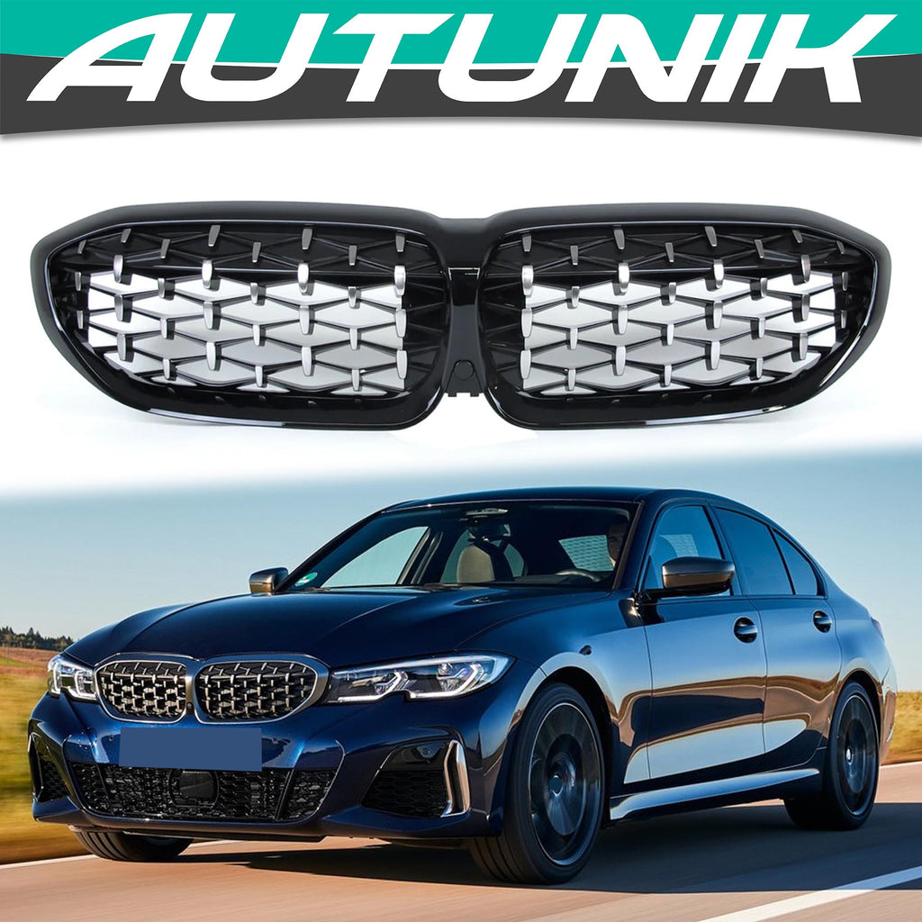 Silver Diamond Front Kidney Grille For BMW G20 M340i 2019-2022 fg131