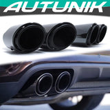 Autunik For 2015-2017 Porsche Cayenne 92A 3-Layers Sport Exhaust Tips Muffler Tailpipe
