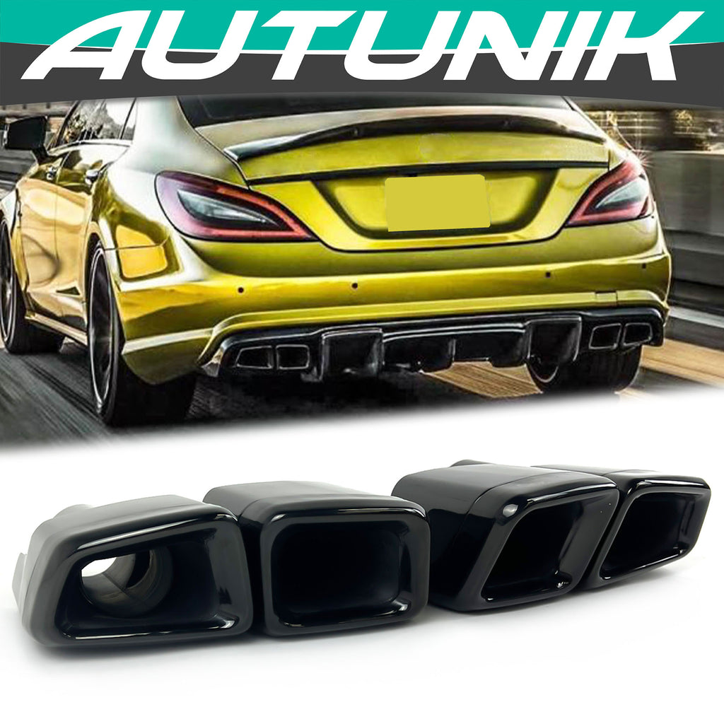 Autunik CLS63 Look Exhaust Pipe Black Miffler Tips for Mercedes Benz CLS W218 C218 W218 AMG 2011-2017 et92