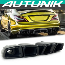 Load image into Gallery viewer, Autunik CLS63 Look Exhaust Pipe Black Miffler Tips for Mercedes Benz CLS W218 C218 W218 AMG 2011-2017 et92