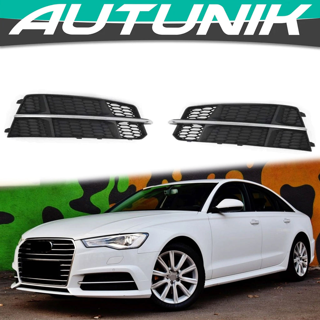 Front Fog Light Cover Lower Grille for Audi A6 C7 S-Line S6 2016-2018