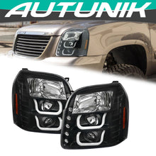 Load image into Gallery viewer, Black Headlights Projector for 2007-2014 GMC Yukon XL 1500 2500 Denali LED Halo