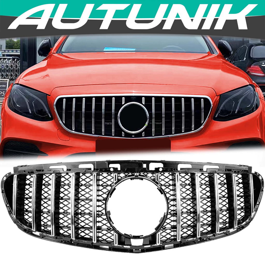 Autunik For 14-16 Mercedes W212 Sedan GT Front Mesh Grille Grill Chrome/Black