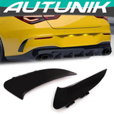 For 2020+ Mercedes CLA C118 AMG Rear Bumper Canards Side Air Vent Trims Glossy Black