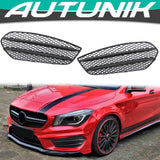 Autunik Black Front Bumper Fog Light Mesh Grilles Cover for Benz C117 X117 AMG Line 2013-2016 pz77