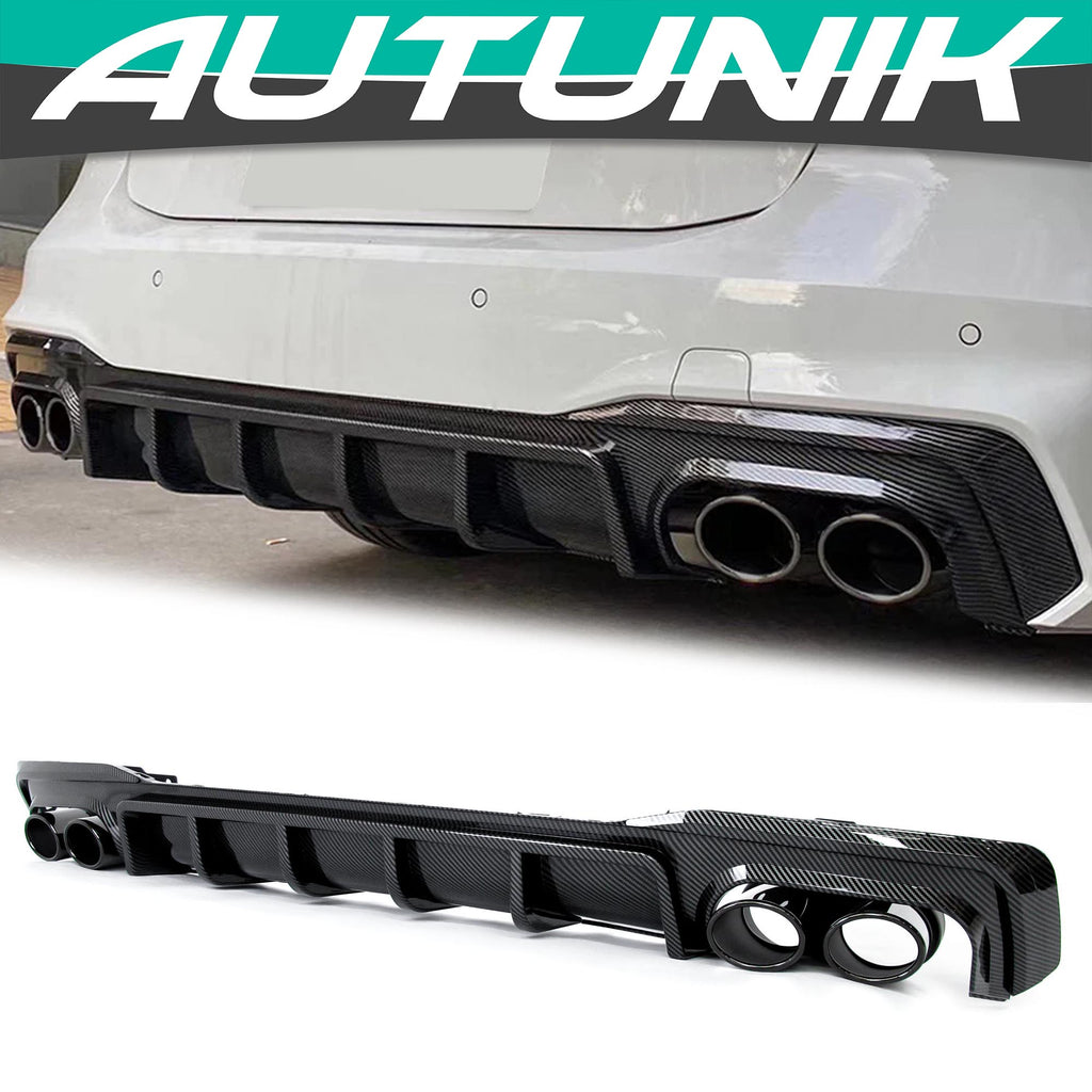 S7 Style Carbon Look Rear Difffuser + Black Exhaust Tips For Audi C8 A7 S-line S7 2019-2023 di154