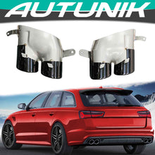 Charger l&#39;image dans la galerie, Autunik 20cm Outlet Stainless Steel Muffler Pipe Exhaust Tips Silver  For Audi A6 A7 Up To S6 S7 2016-2018