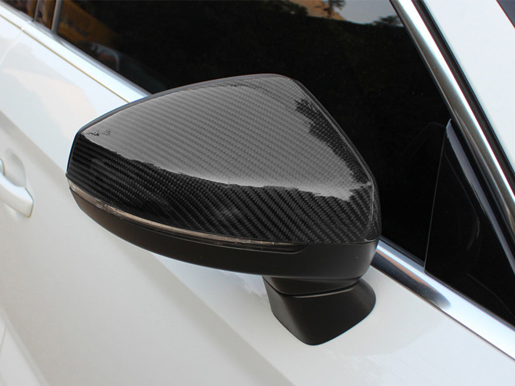 Real Carbon Fiber Side Mirror Cover Caps For 2014-2020 Audi A3 8V S3 RS3 w/o Lane Assist od17