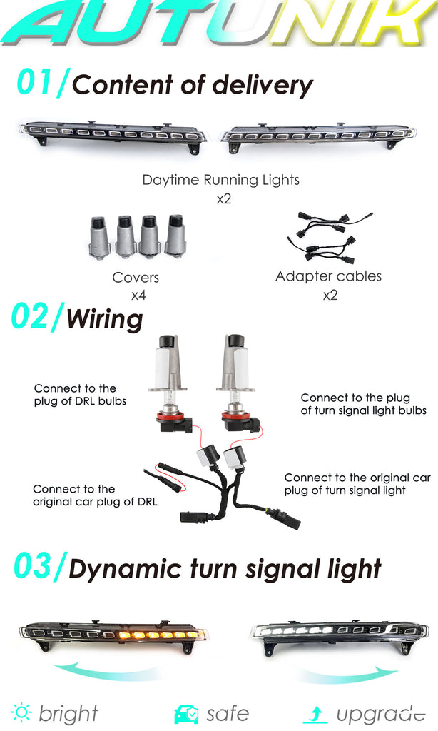 LED DRL Dynamic Fog Lights Turn Signal Lamp for Audi Q7 2007-2009 dr1