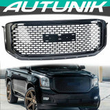Autunik For 2015-2020 GMC Yukon / Yukon XL Front Bumper Grille Glossy Black Denali Style