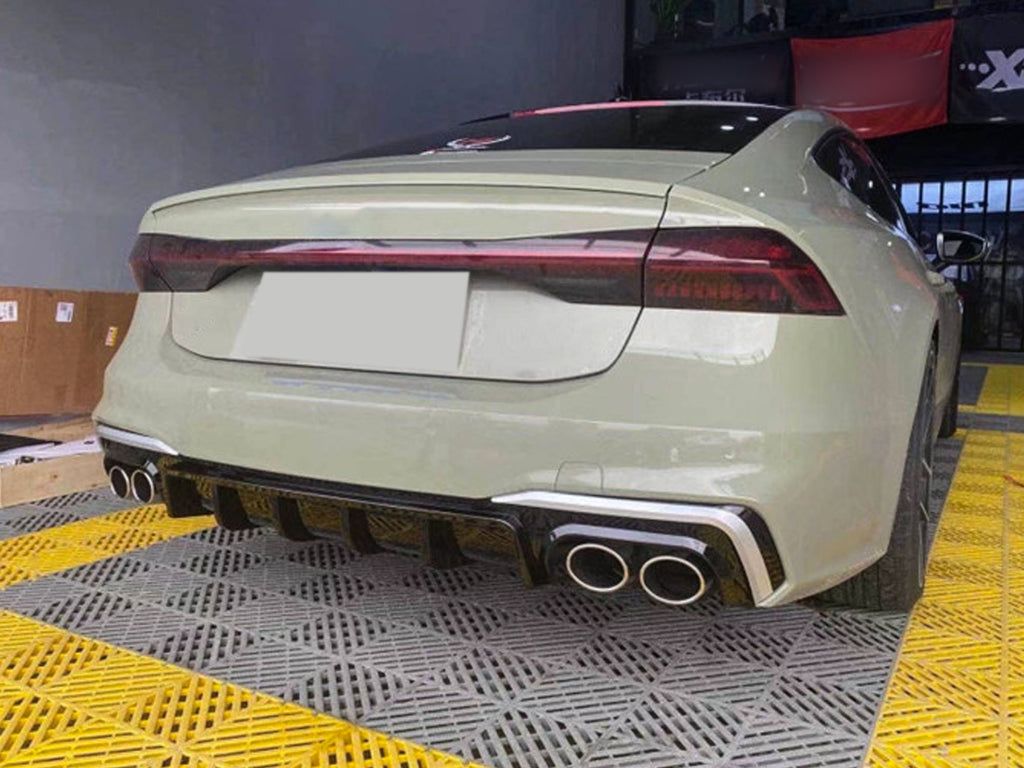 S7 Look Rear Diffuser w/ Silver Exhaust Tips For Audi C8 A7 S-line S7 2019-2023 di155
