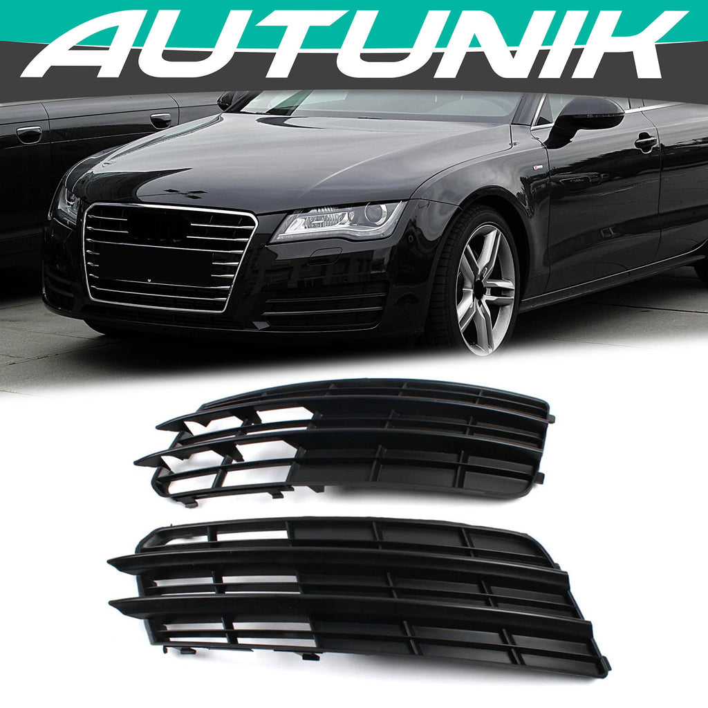 Autunik For 2012-2015 Audi A7 C7 Front Bumper Fog Light Grill Covers Bezels NON S-line