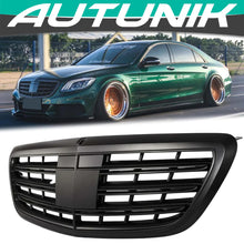 Cargar imagen en el visor de la galería, Autunik For 2014-2020 Mercedes S-Class W222 Sedan Matte Black Front Grille Bumper Grill w/ Night Vision Cutout