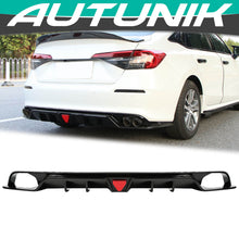 Load image into Gallery viewer, Autunik Glossy Black Rear Diffuser w/ LED Light fits Honda Civic Sedan 2022 2023