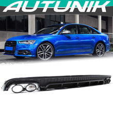 Load image into Gallery viewer, S6 Look Rear Diffuser + Black Exhaust Tips For Audi C7 A6 Sedan S-Line 2016-2018 di130
