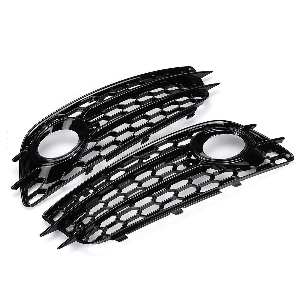 All Black Front Fog Light Cover Grille For 2008-2012 Audi S4 A4 B8 S-Line