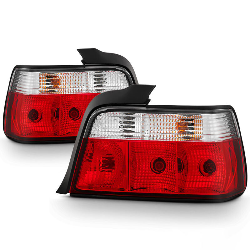 Autunik Red/Clear Rear Tail Lights Brake Lamps 1992-1998 BMW 3-Series E36 Sedan 318i 325i 328i 320I M3